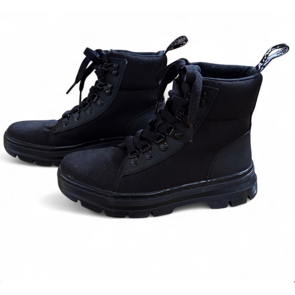 Dr. Martens Combs W Black Canvas Utility Boots Womens 6 Tactical Lug Sole